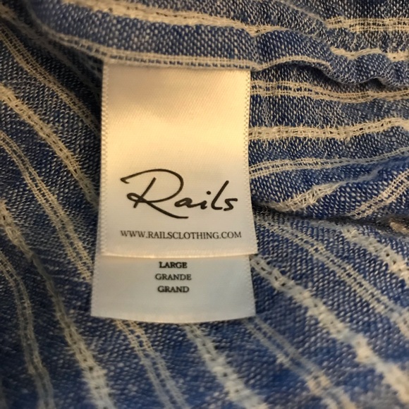 Rails Sloane Azure Stripe Button Down Tie Front Light Blue White Large - Picture 14 of 16